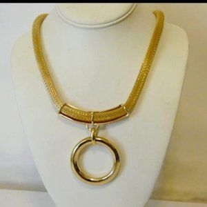 R. J. Graziano Goldtone Circle Mesh Statement Necklace